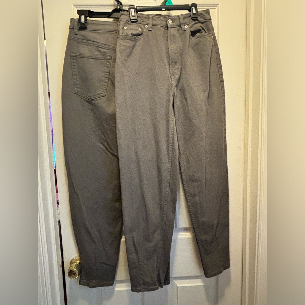 2 x H&M Divided Mom gray twill pants size 6